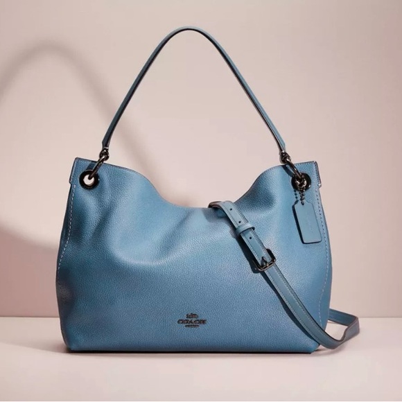 Coach Clarkson Hobo Blue Pebbled Leather Bag Purse Authentic 24947 - Picture 1 of 16